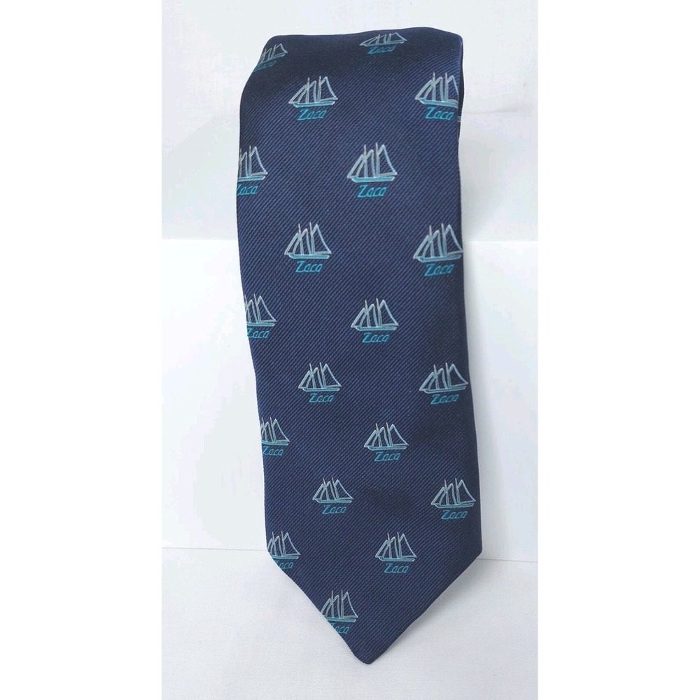 T. FOLEY DESIGNS NEW YORK Nautical Ship Silk Necktie "Zaca" Navy REPP 3.5"x60"